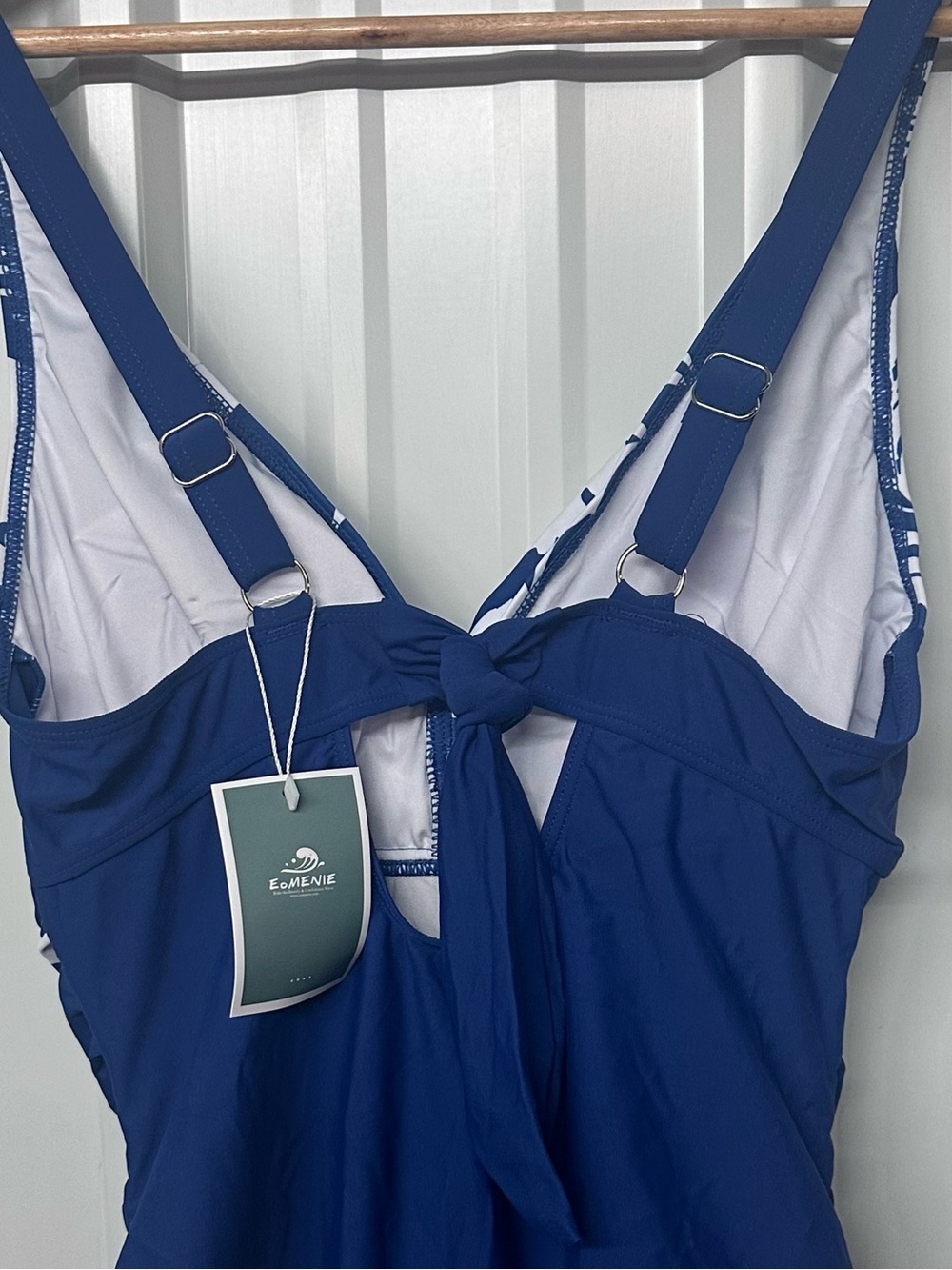 Eomenie Tummy Control Ruched Push Up One Piece Swimsuit Tie Back Bathing Suit - Picture 6 of 11